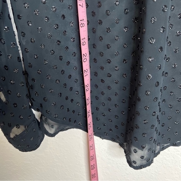 Abercrombie & Fitch top women XS Black Metallic Dot sheer button down shirt E - Picture 5 of 6